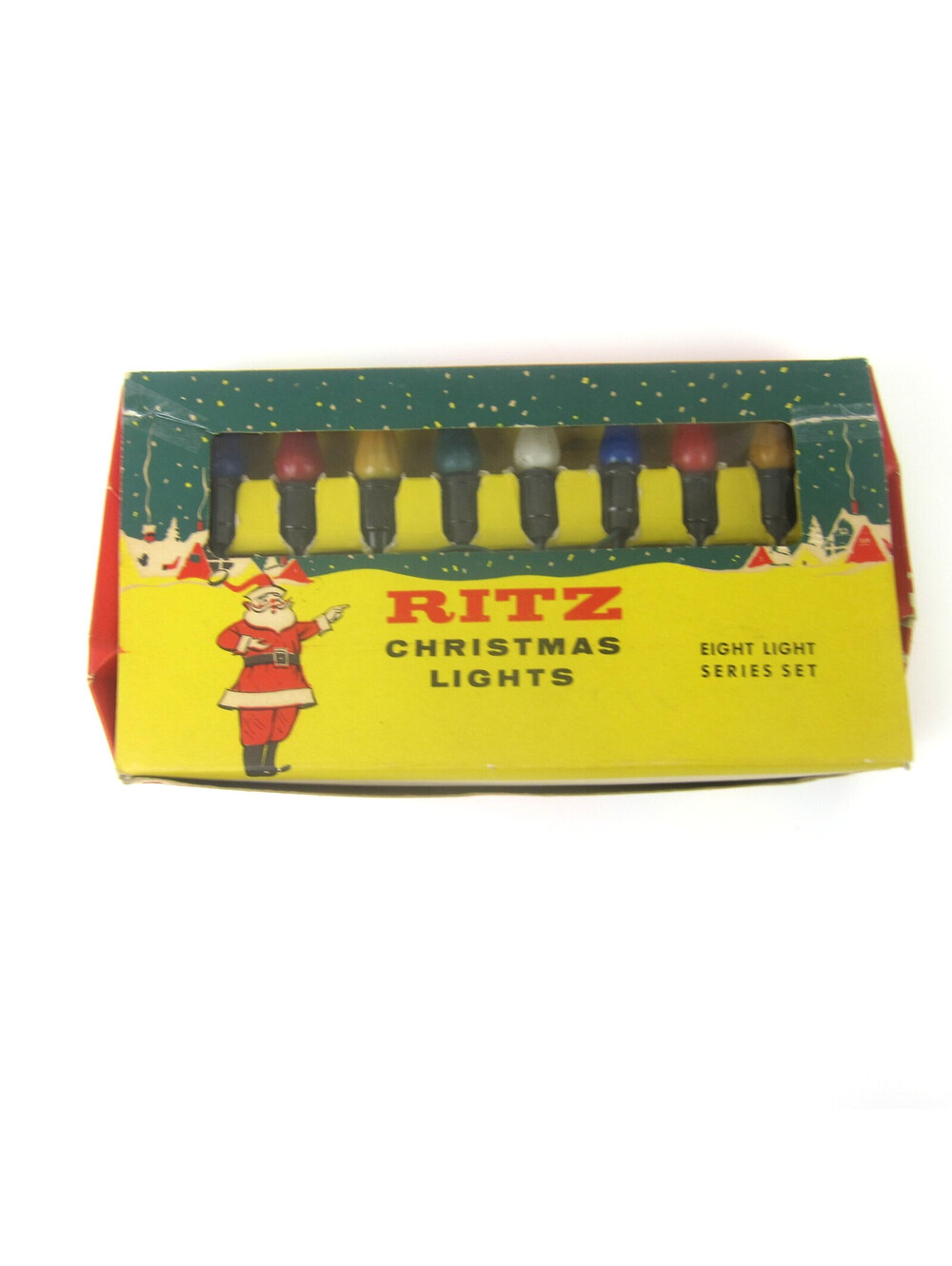 Vintage Ritz Christmas Lights 8 String Set & Original Box Blue Red Yellow WORKS